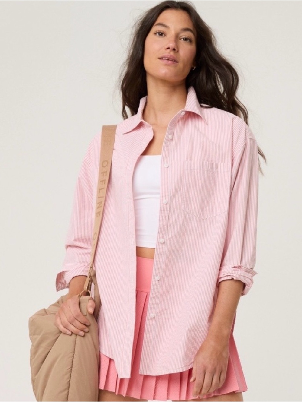 Aerie Pink Striped Button Down Shirt